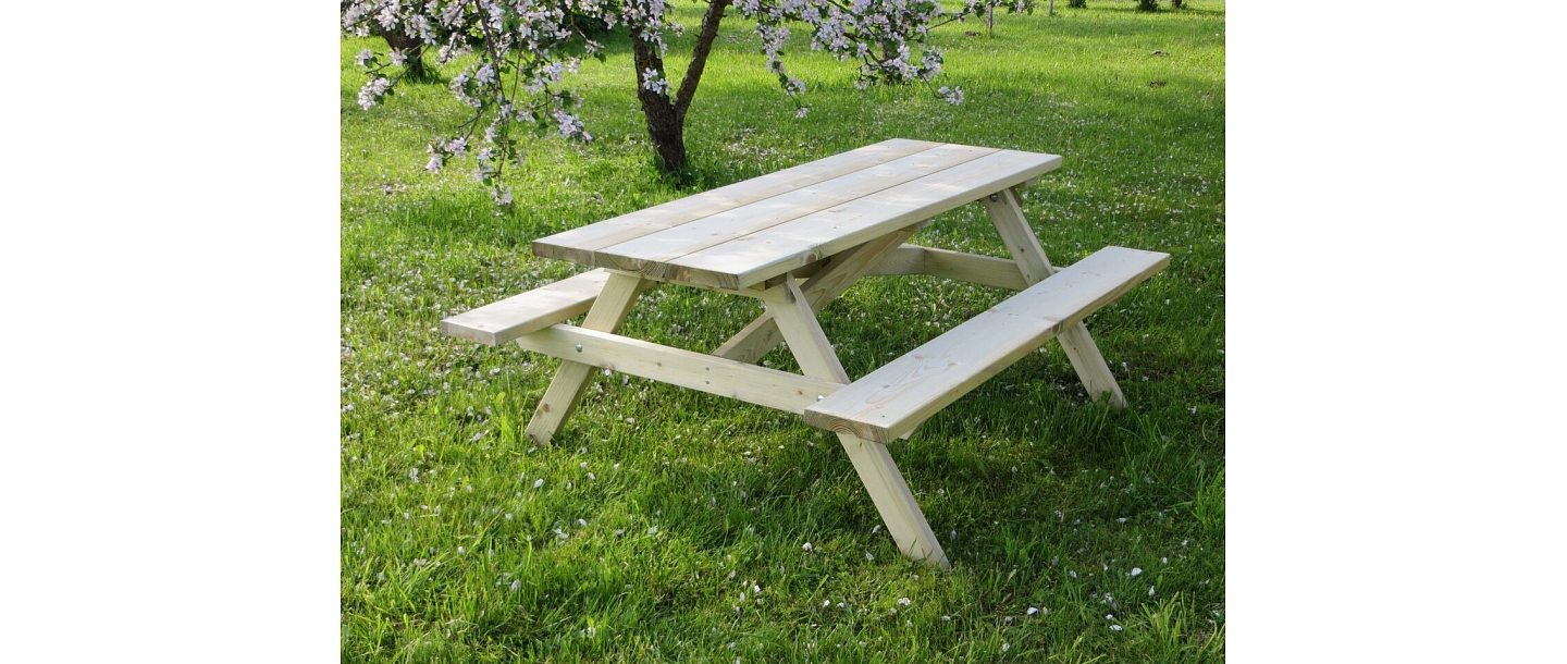Wooden table and benches