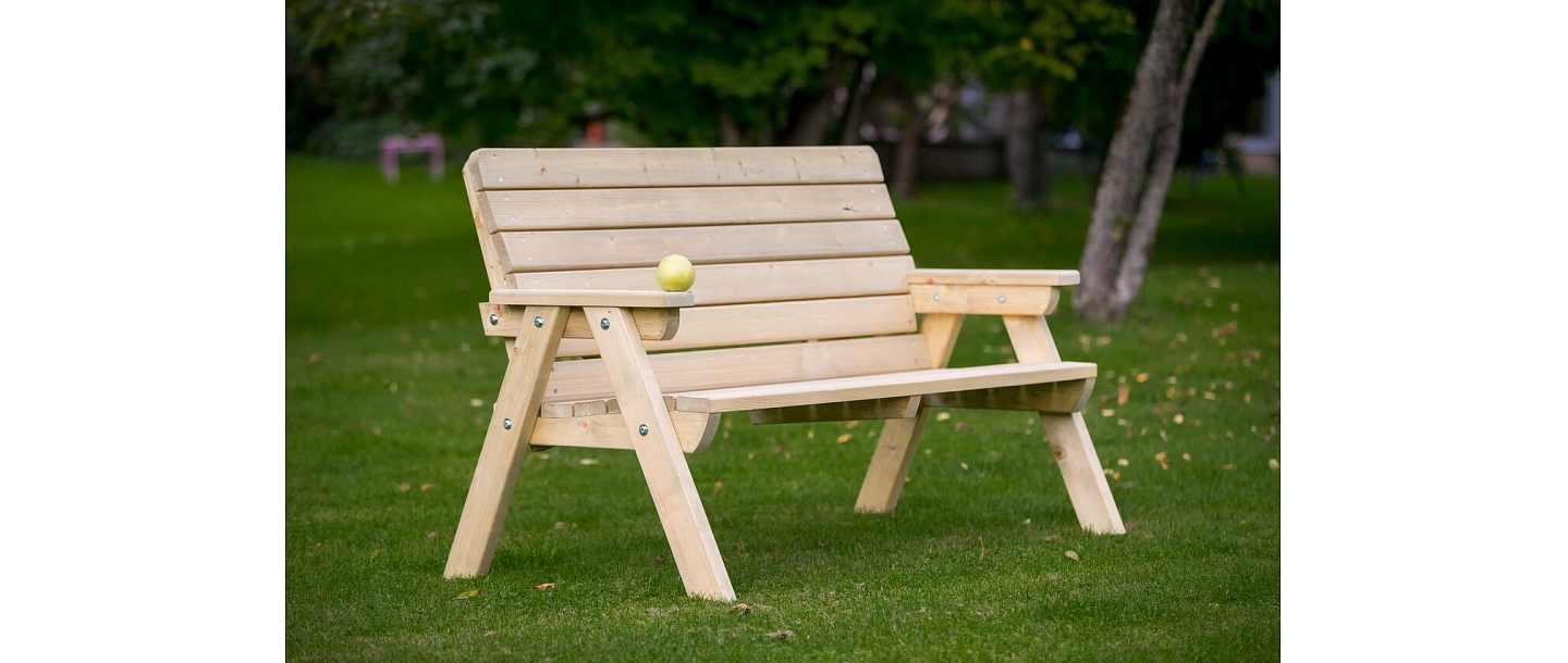 Wooden bench with backrest