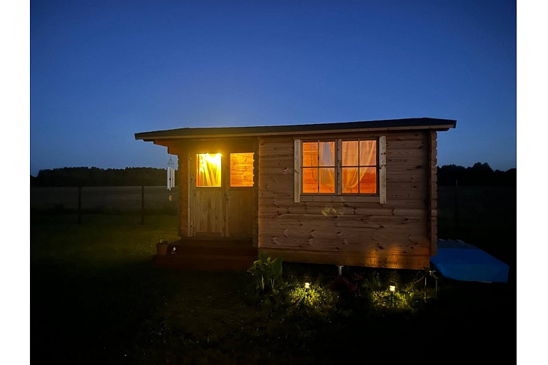 Evening mood in a wooden house