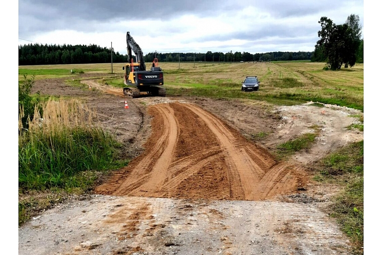 Gravel road construction site in Vidzeme