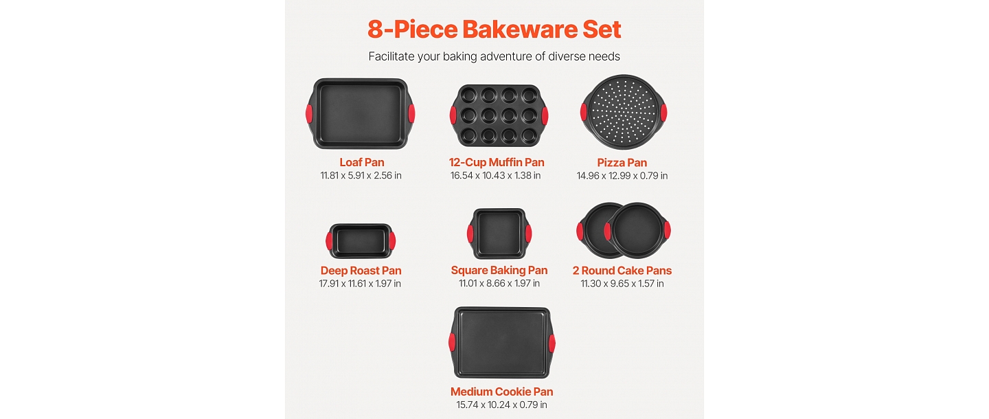 VEVOR Non-Stick Carbon Steel Frying Pan Set