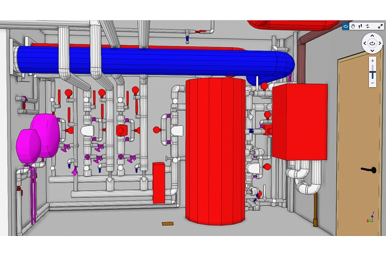 3D visualization of utility network nodes and technical rooms