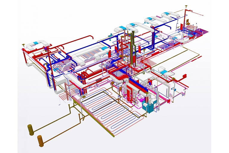 BIM design of heating and ventilation systems for modern buildings