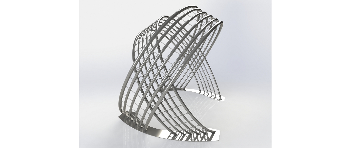 Artistic environmental object made of metal in an urban environment