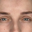 Permanent eyebrow makeup using hair technique