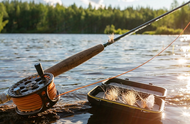 Foto: Makšķerēšanas piederumi; autors: https://www.shutterstock.com/g/Abramov+Michael